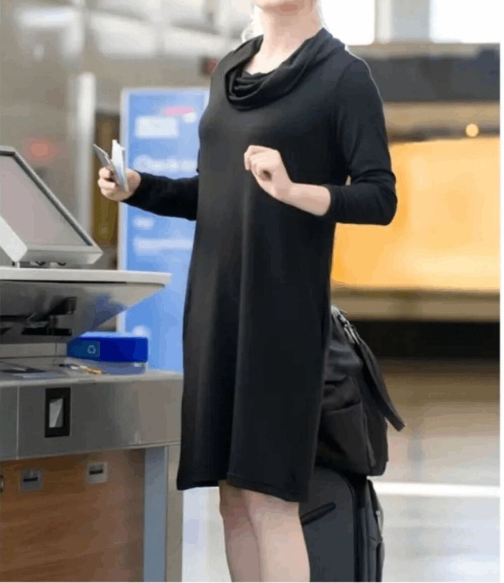 New Betabrand Black Cowl Neck Sweatshirt Travel Dress Medium